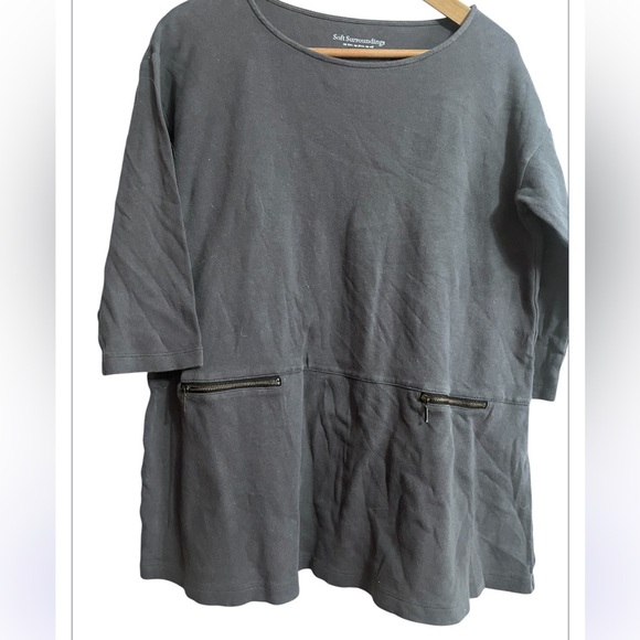 Soft Surroundings Charcoal Tunic with Zipper Accents Sz M Petite Women - Picture 2 of 6